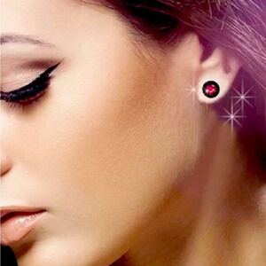 NEW Red Solitaire Cubic Zirconia‎ Ceramic Stud Earrings